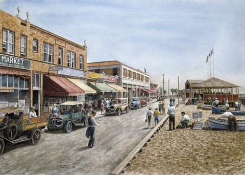 Framed Newport Beach, c.1926 Print