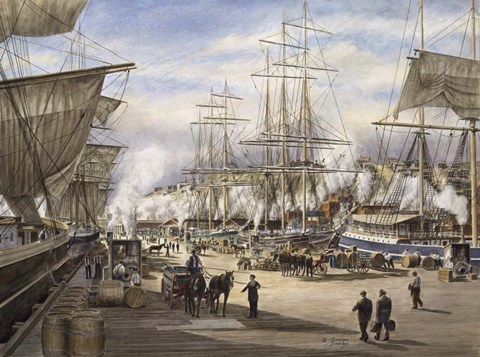 Framed Green St. Wharf Print