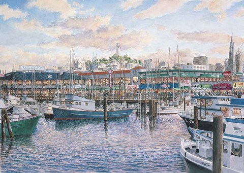 Framed Fisherman&#39;s Wharf Sunset Print