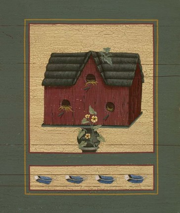 Framed Purple Birdhouse 2 Print