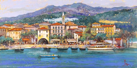 Framed Paese sul Lago I Print