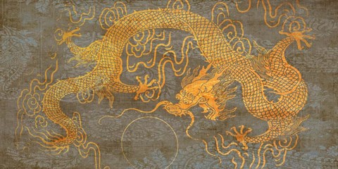 Framed Golden Dragon Print