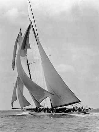 Framed Schooner Half Moon at Sail, 1910s Print