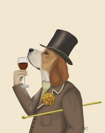 Framed Beagle Wine Snob Print