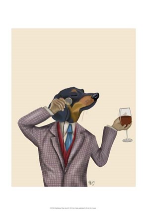 Framed Dachshund Wine Snob Print