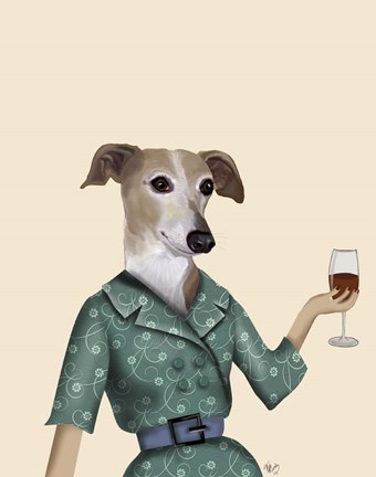 Framed Greyhound Wine Snob Print
