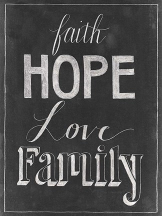 Framed Chalkboard Faith I Print