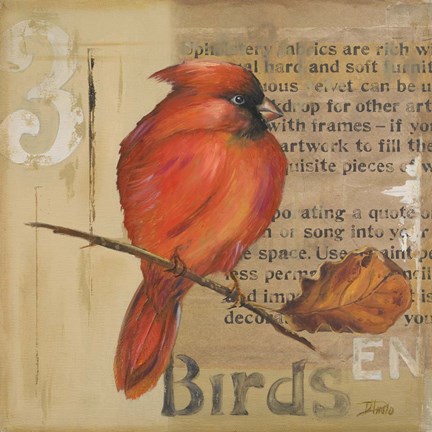 Framed Red Love Birds II Print