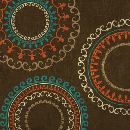 Framed Chocolate Suzani I Print