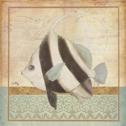 Framed Vintage Fish I Print