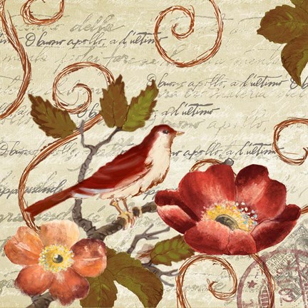 Framed Avian on Red II Print