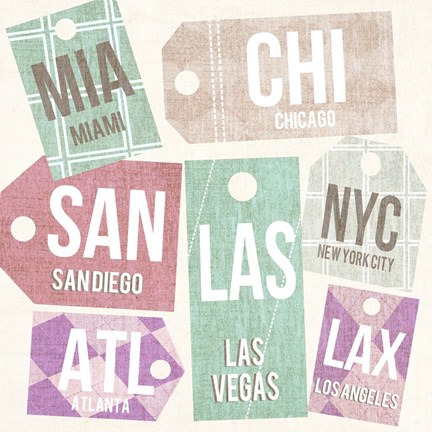 Framed City Tags Square I Print