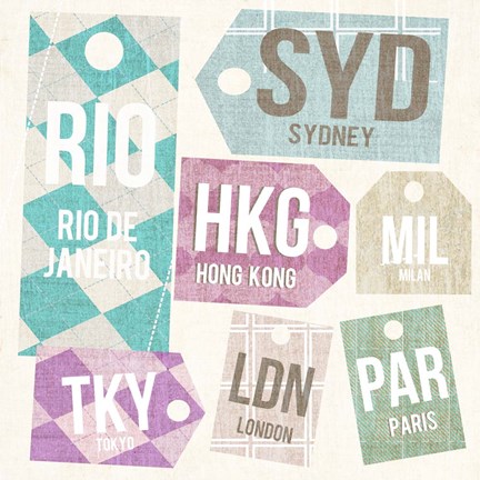 Framed City Tags Square II Print