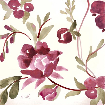 Framed French Floral in Marsala Print