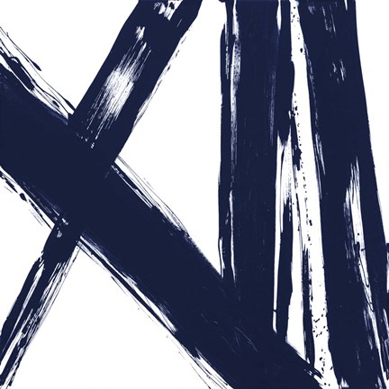 Framed Strokes in Navy II Print