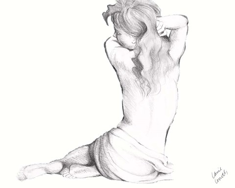 Framed Waking Woman On White II Print