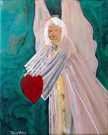 Framed Angel Sharing Heart Print