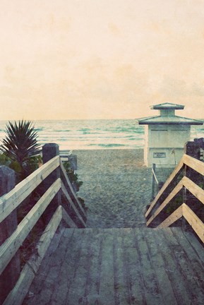 Framed Filtered Beach Photo I Print