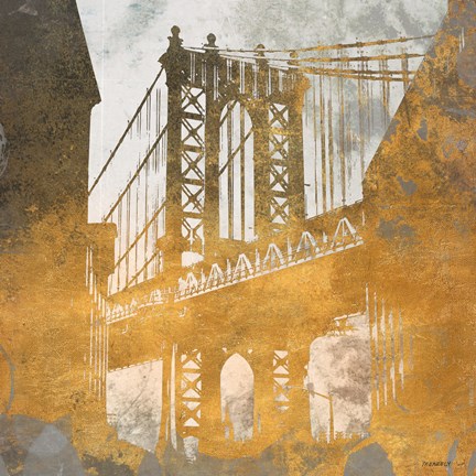 Framed NY Gold Bridge at Dusk II Print