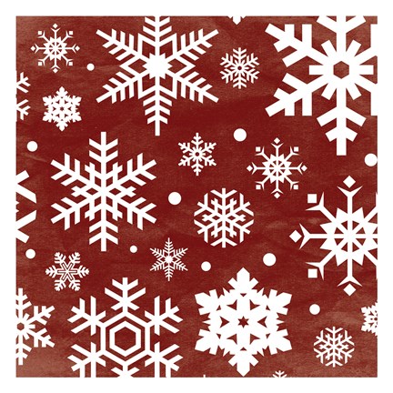 Framed Red Snow Flakes Print