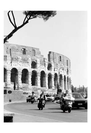 Framed Colessium With Moped Rome Print