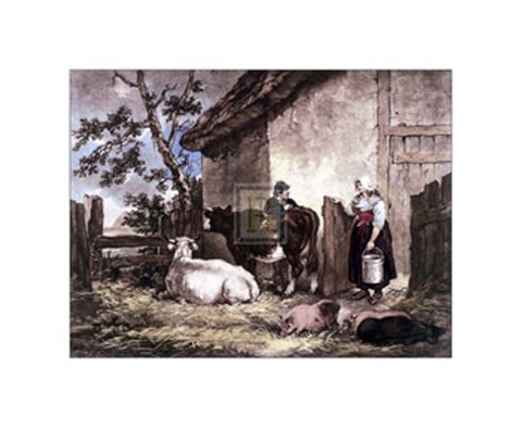 Framed Milkmaid and Cowherd Print