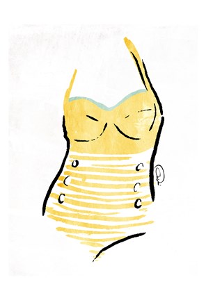 Framed Vintage Swimsuit Pastel 1 Print