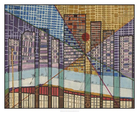 Framed Modern Map of Detroit Print