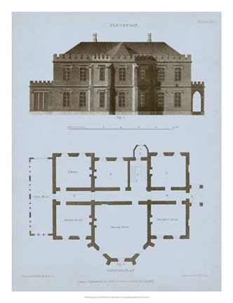 Framed Chambray House &amp; Plan III Print