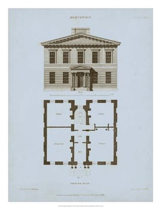 Framed Chambray House &amp; Plan IV Print