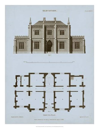Framed Chambray House &amp; Plan V Print