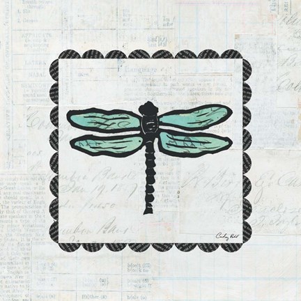 Framed Dragonfly Stamp Print