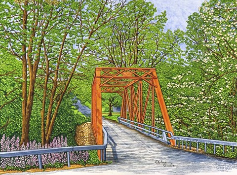 Framed Clarksburg - The Old Bridge In Spring Print