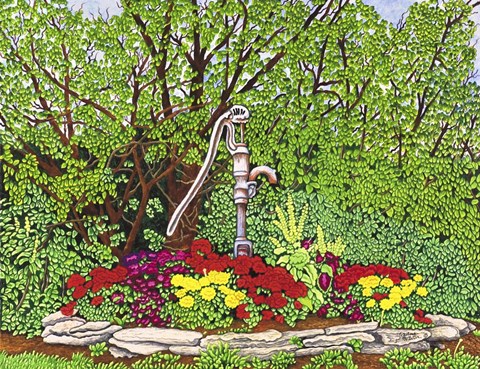 Framed Old Rusty Pump Print