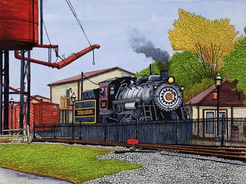Framed Engine #90 At The Water Tower, Strasburg Pa Print