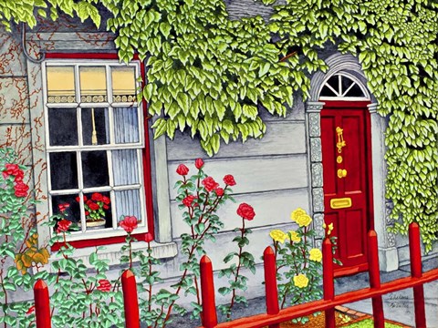 Framed Ireland - Red Fence, Adare Co Limerick Print