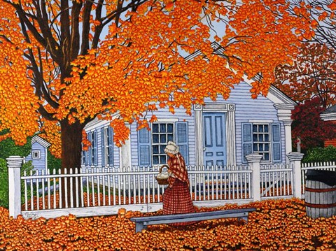 Framed Lady With A Basket, Mumford, Ny Print