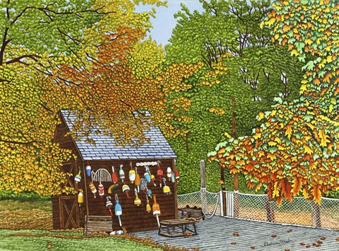 Framed Lobster Buoys II Print