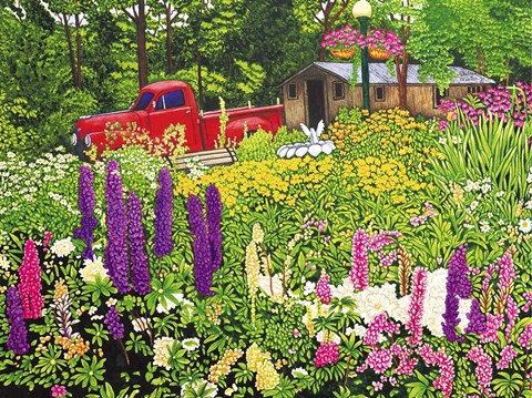 Framed North Boston Road Old Red Truck, Eden Ny Print