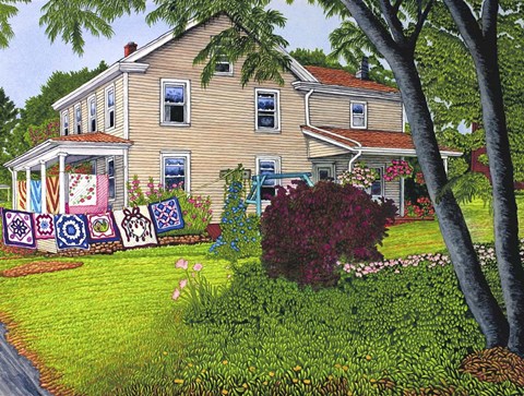 Framed Quilts Six On A Line, Lancaster Pa Print