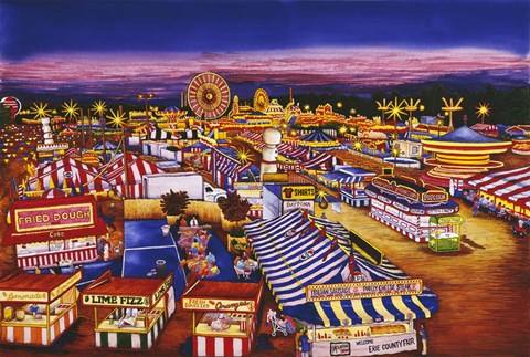 Framed Nighttime On The Midway Print