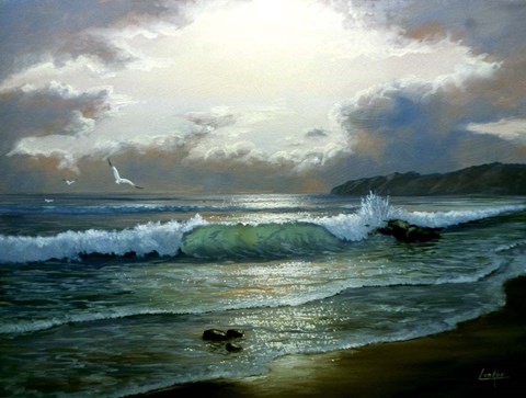 Framed Beach Twilight Print