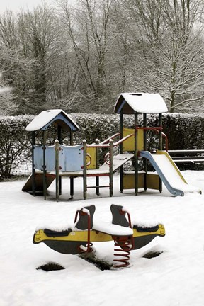 Framed Snow Covered Playground Print