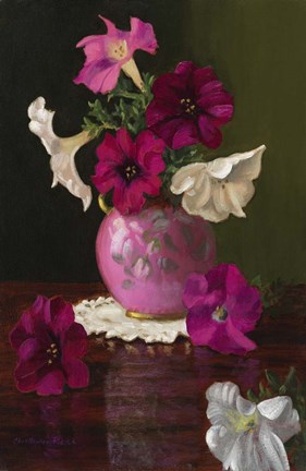 Framed Petunias In Pink Vase Print