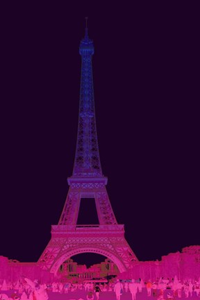 Framed Magenta Eiffel Tower Print