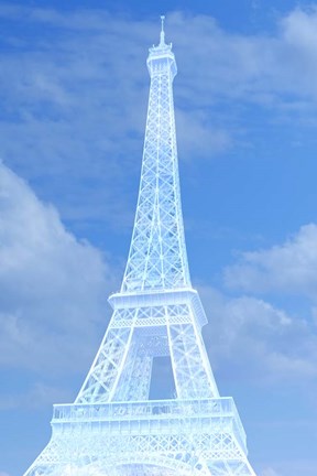 Framed White Eiffel Tower Print