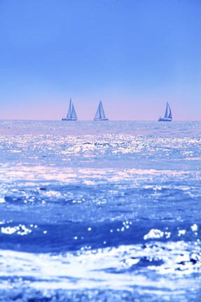 Framed Sailboats in Blue Print