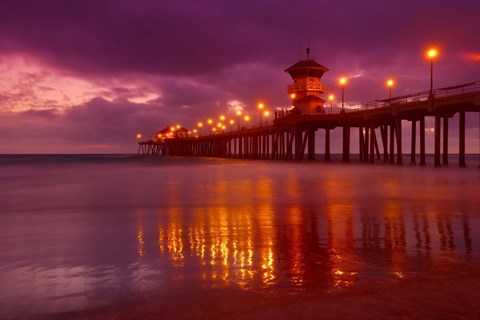 Framed Pier with Purple Sky Print