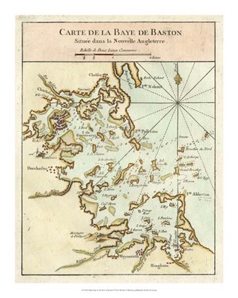 Framed Petite Map of the Port of Boston Print