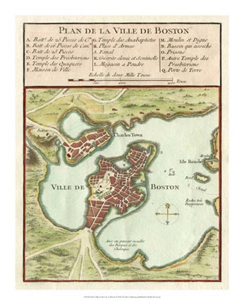 Framed Petite Map of the City of Boston Print